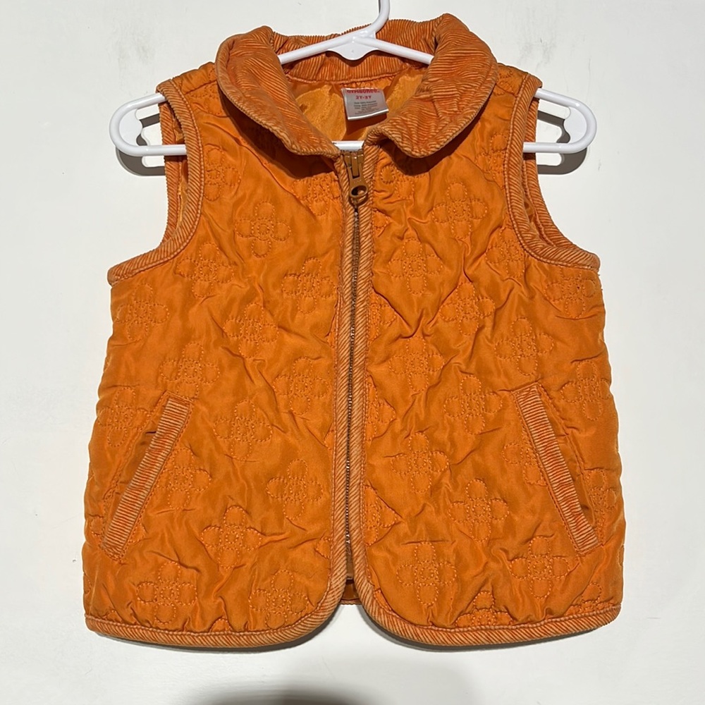 Gymboree Girl’s Orange Subtle Floral Ribbed Detail Vest Size 2T-3T